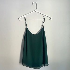 Le Chateau Forest Green Flowy Spaghetti Tank Top
